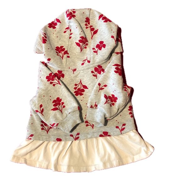 Carter's Baby Girl Hoodie Child of Mine Grey Red Flowers Cream Ruffle Sz 3-6M - Picture 2 of 6